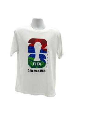 NEW FIFA Mens Medium Shirt World Cup 2026 Host Country Trophy Logo Can Mex USA